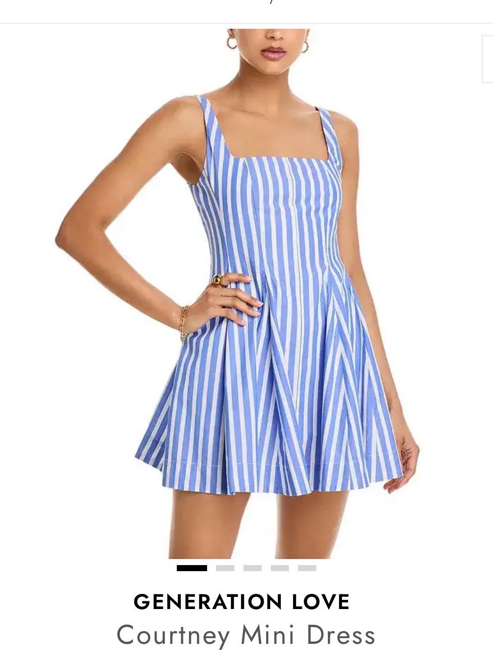 Generation Love Courtney Square-Neck Mini Dress In Blue & White Stripe